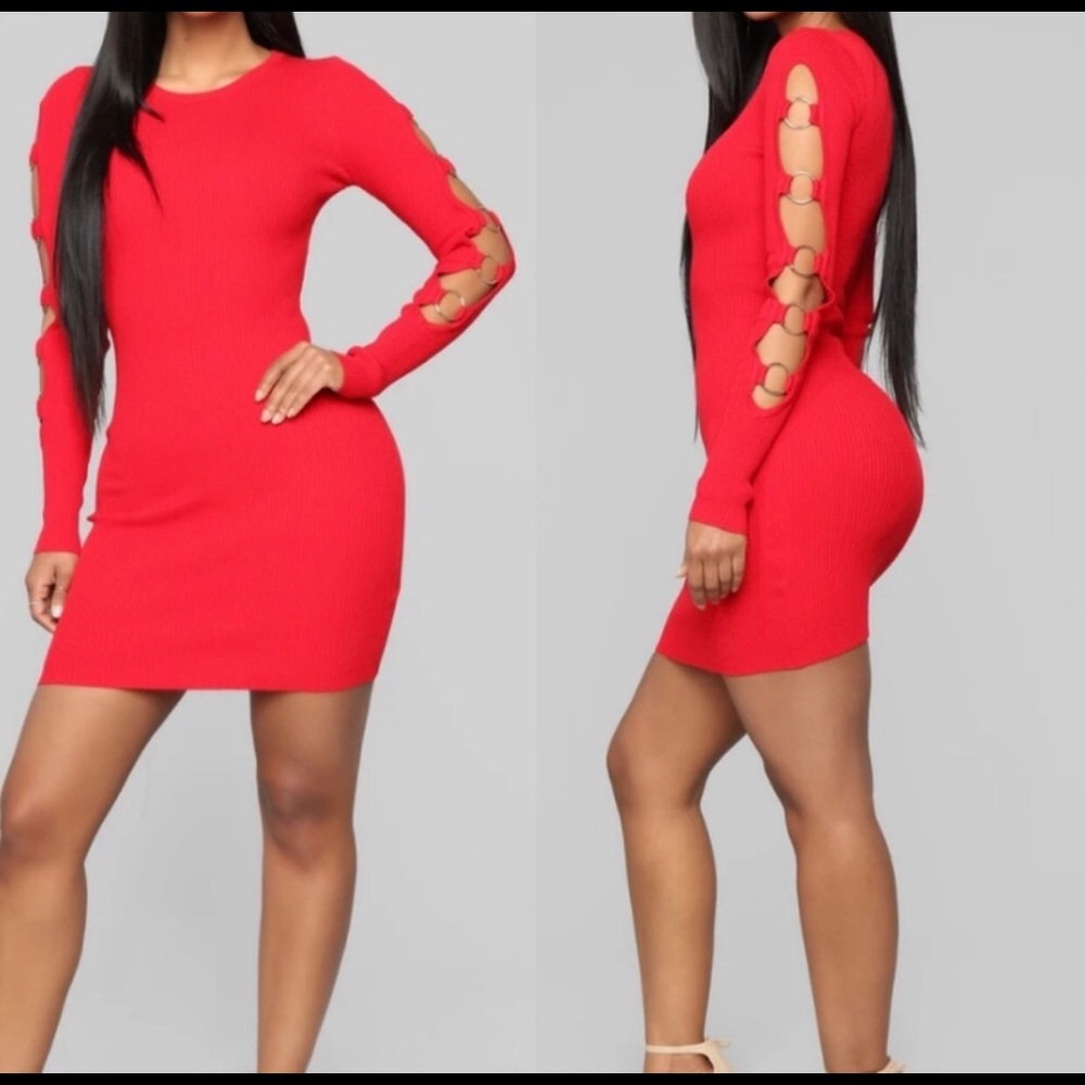 Fashion Nova Red mini sweater dress size small - Picture 1 of 3